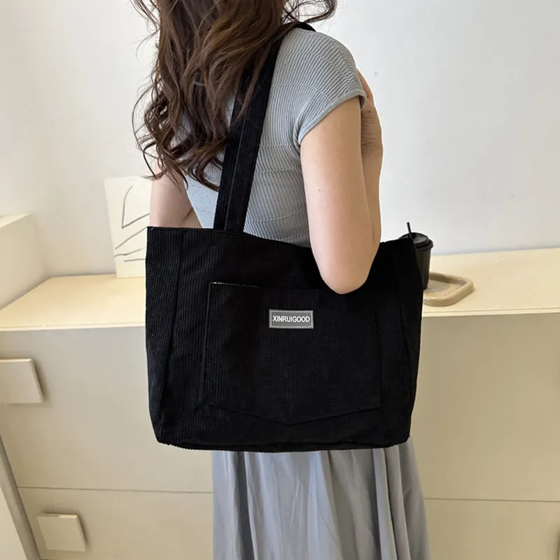 Corduroy Large Capacity Tote Bag