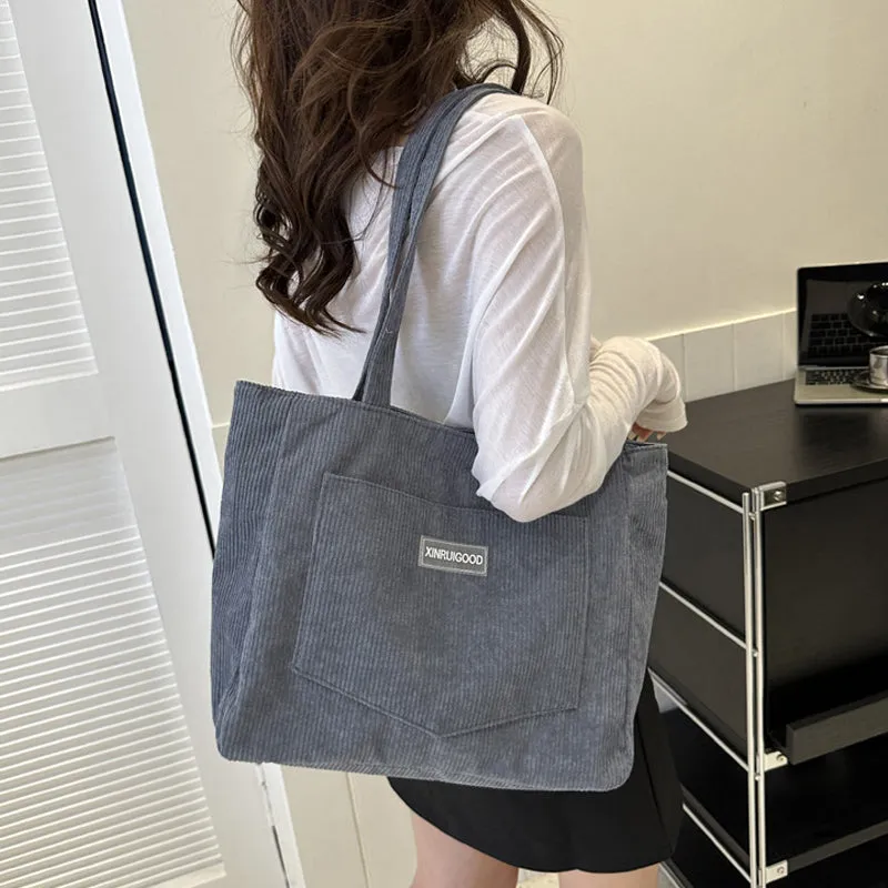 Corduroy Large Capacity Tote Bag