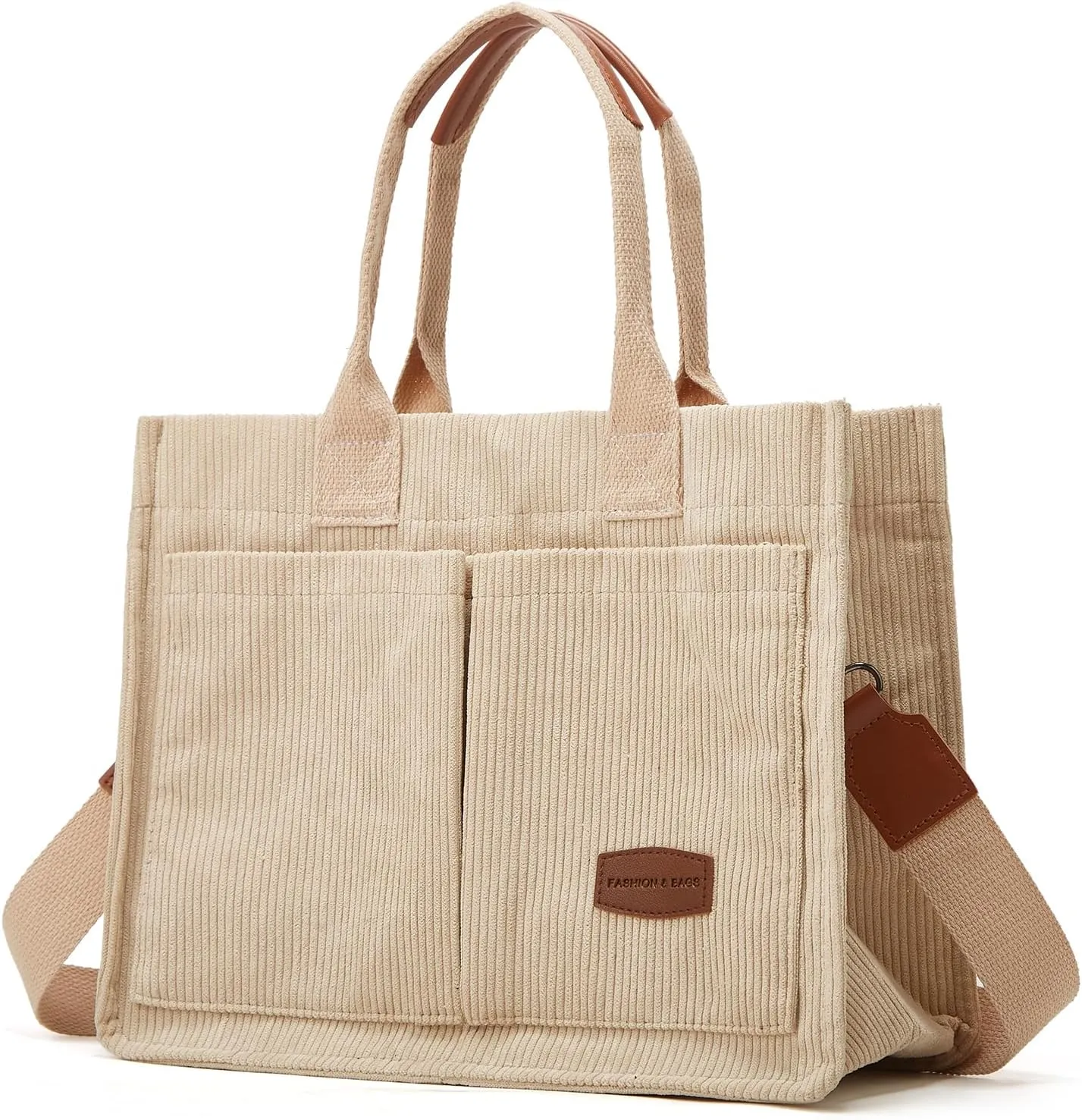 Corduroy Tote Bag for Women Fashion Multi-pocket Handbags Casual Crossbody Hobo Bag Cute Satchel Shoulder Bag 2024