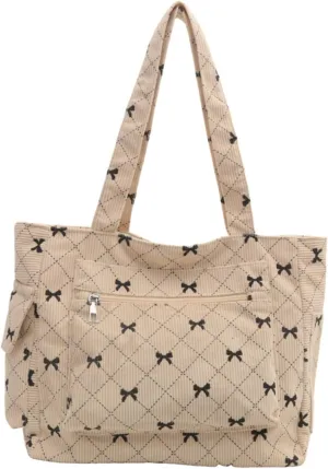 Corduroy Tote Bag for Women Large Shoulder Bag Cute Purse Work Bag for College Business Shopping