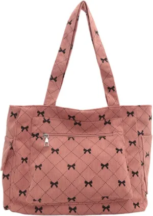 Corduroy Tote Bag for Women Large Shoulder Bag Cute Purse Work Bag for College Business Shopping
