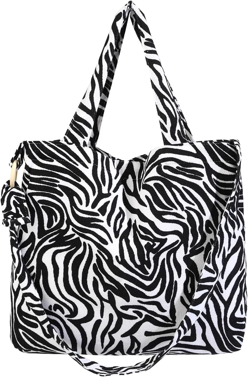 Corduroy Tote Bag for Women Large Shoulder Bag with Canvas Lining Inner Pocket Cute Crossbody bag for Work Travel