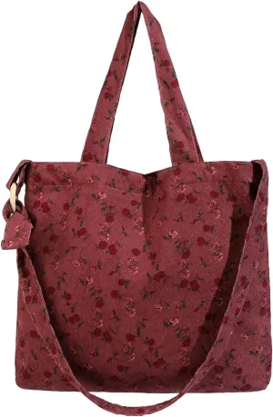 Corduroy Tote Bag for Women Large Shoulder Bag with Canvas Lining Inner Pocket Cute Crossbody bag for Work Travel