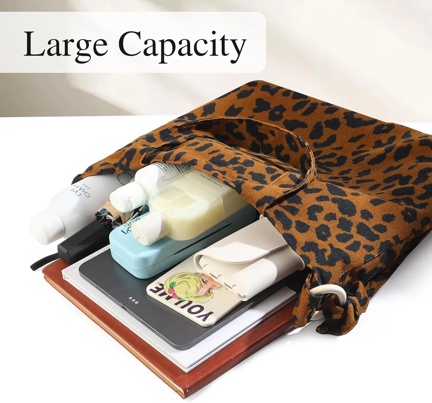 Corduroy Tote Bag for Women Large Shoulder Bag with Canvas Lining Inner Pocket Cute Crossbody bag for Work Travel