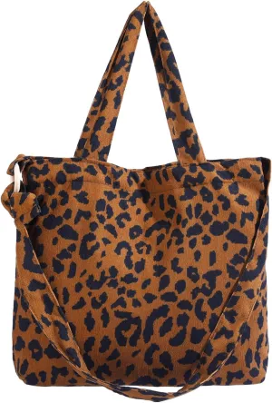 Corduroy Tote Bag for Women Large Shoulder Bag with Canvas Lining Inner Pocket Cute Crossbody bag for Work Travel