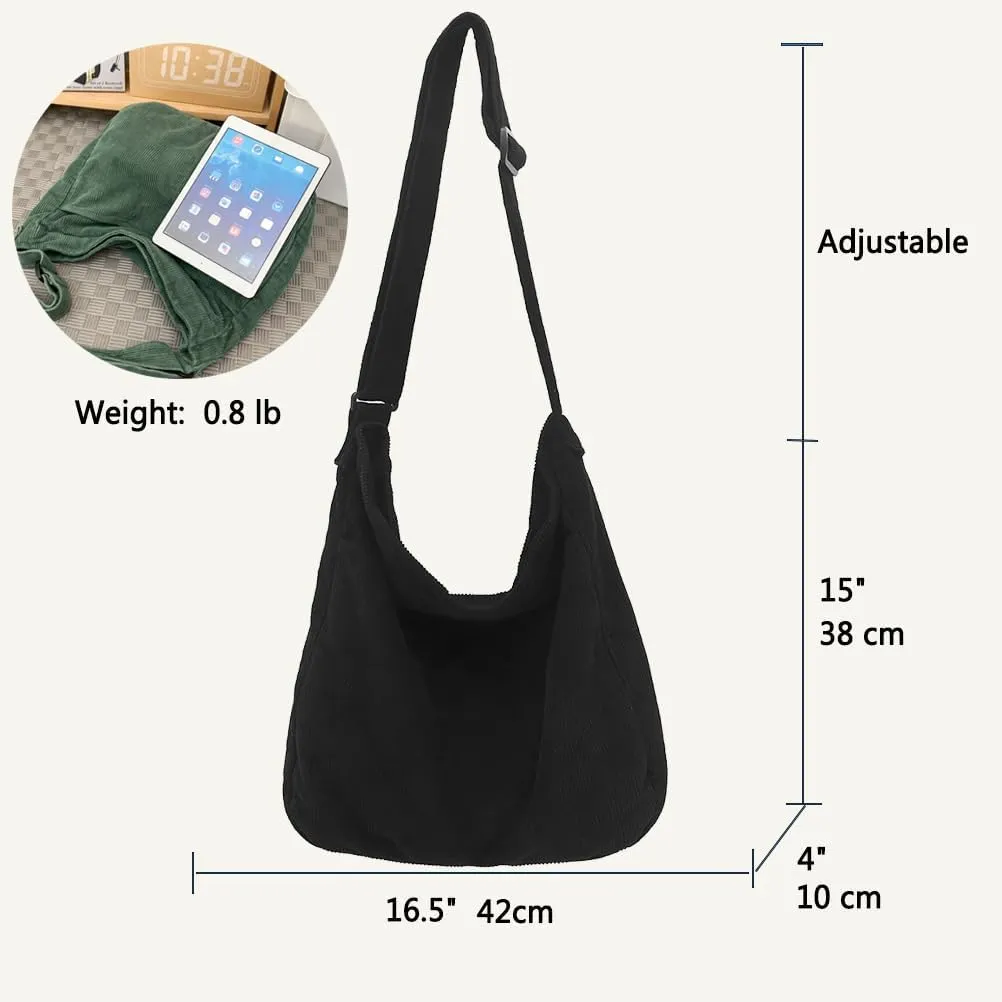 Corduroy Tote Bag for Women with Zipper,Hobo Crossbody Bags for Women Shoulder Bag Purses and Handbags