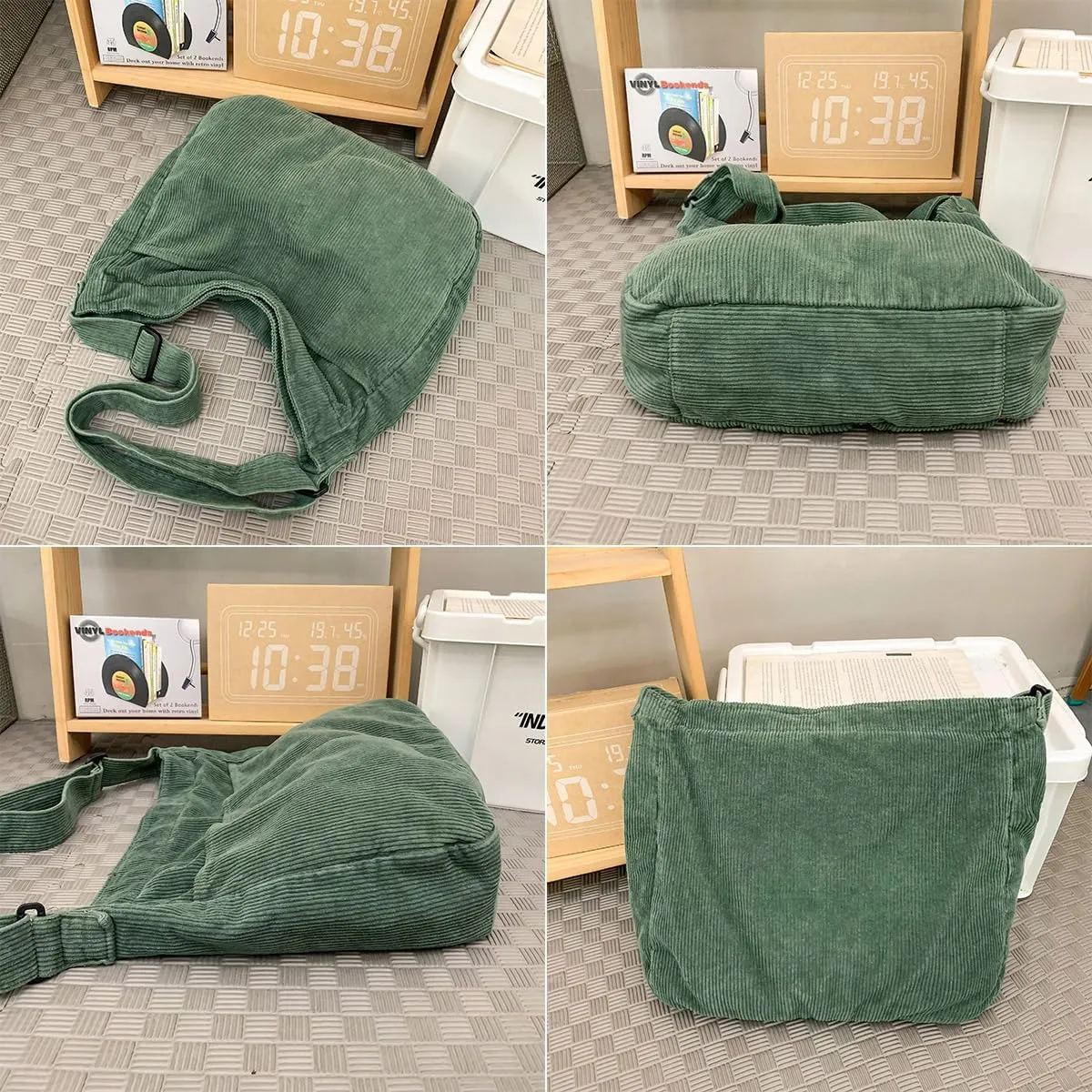 Corduroy Tote Bag for Women with Zipper,Hobo Crossbody Bags for Women Shoulder Bag Purses and Handbags