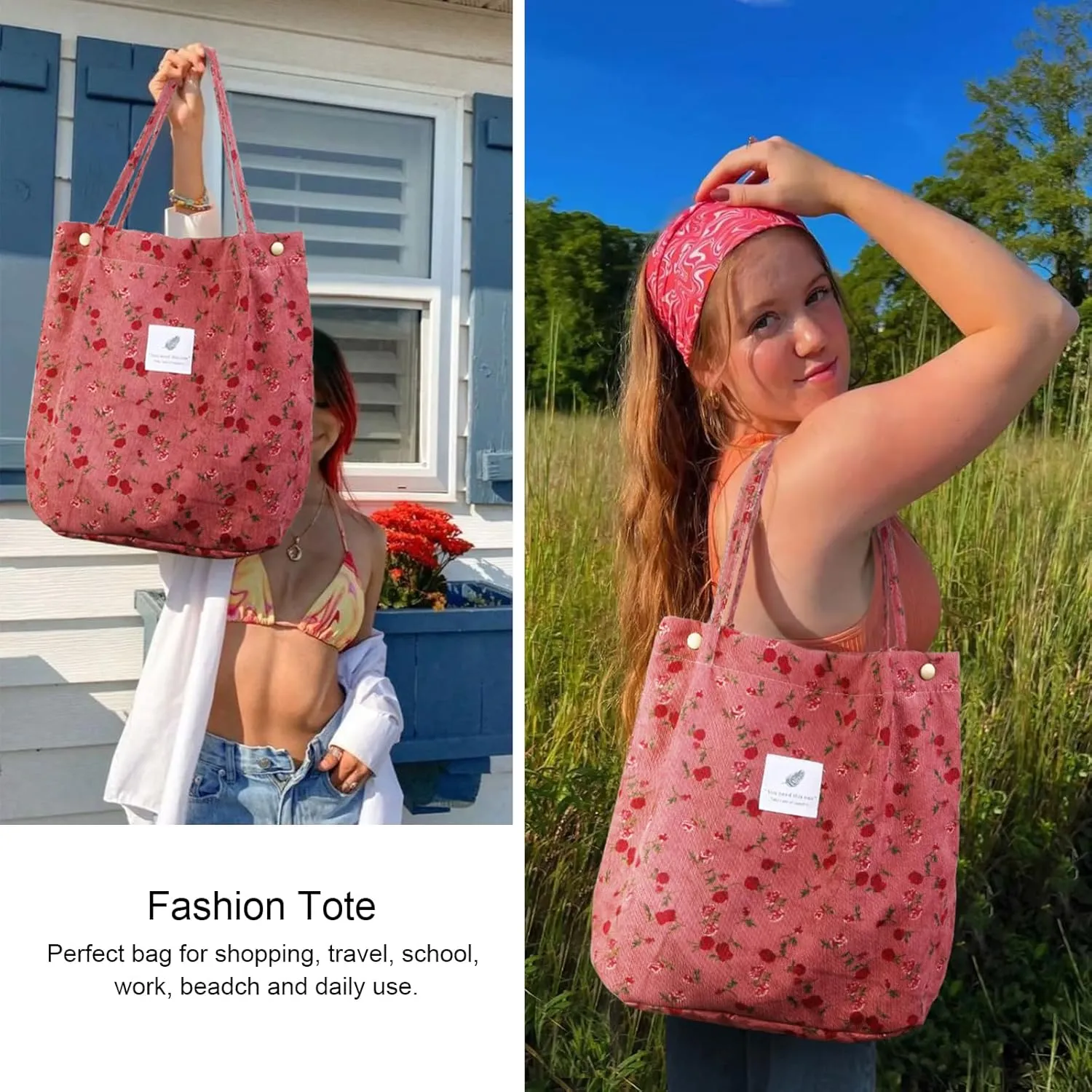 Corduroy Tote Bag for Women