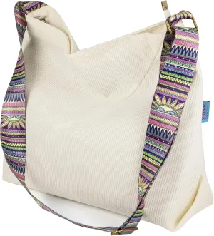 Corduroy Tote Bag, Large Capacity Crossbody Bag with Multi Pockets for Women,Trendy Shoulder Handbag with Compartments