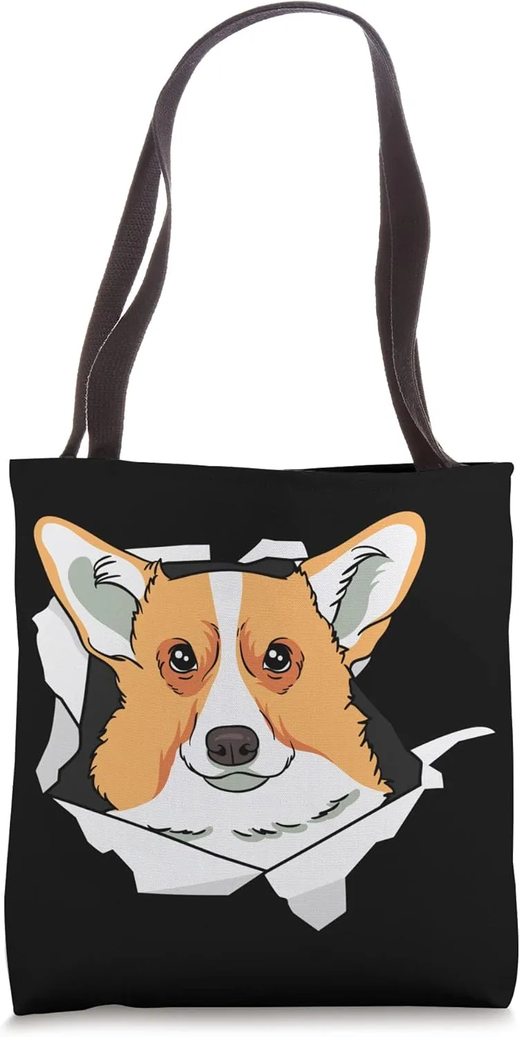 Corgi Dog Breakthrough Cute Dog Animal Lover Tote Bag