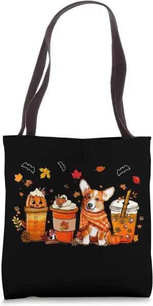 Corgi Dog Lover Pumpkin Spice Coffee Latte Warm Fall Autumn Tote Bag