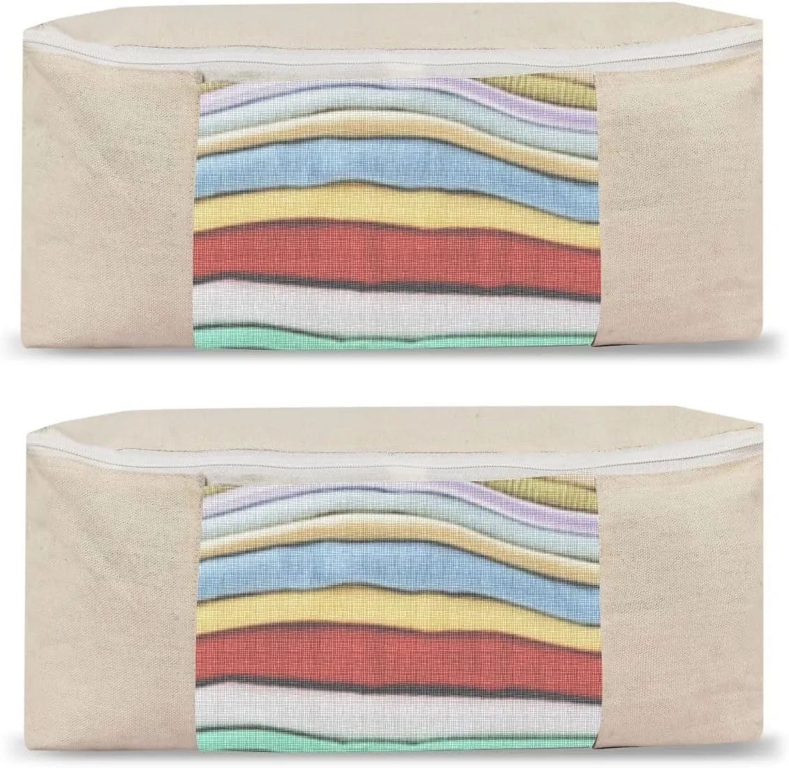 Cotton Canvas Clothes Storage Bags Saree Covers For Storage Saree Covers with Zip for Storage Design for Woman Dresses, Sarees, Lehengas for Wardrobe Organizer (2, COTTON BEG(17 x 14 x 7 Inch))