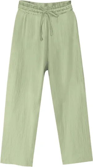 Cotton Linen Wide Leg Pants for Women High Waisted Slacks Lounge Baggy Flowy Palazzo Pants Casual Beach Trousers