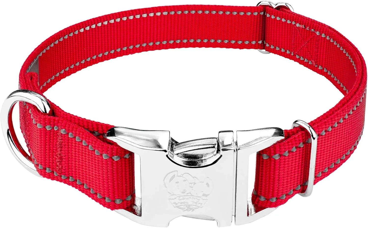 Country Brook Petz - Premium Red Reflective Nylon Dog Collar - Large