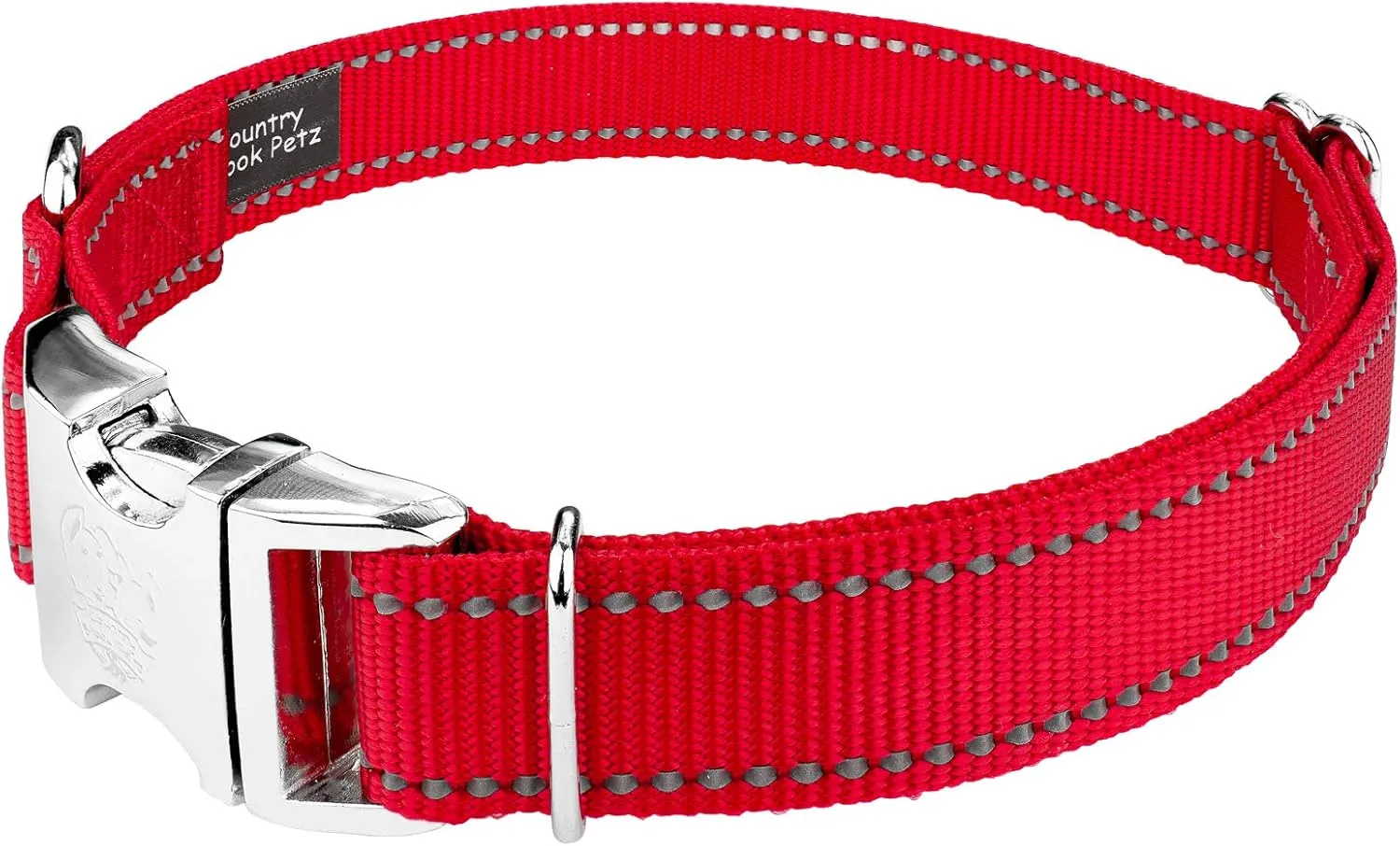 Country Brook Petz - Premium Red Reflective Nylon Dog Collar - Large