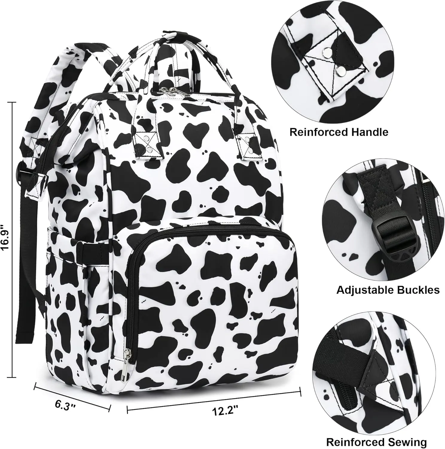 Cow Print Women Laptop Backpack, College School Backpack Bookbag 15.6 Inch Computer Backpacks for Work Business Travel