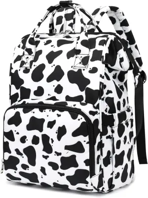 Cow Print Women Laptop Backpack, College School Backpack Bookbag 15.6 Inch Computer Backpacks for Work Business Travel