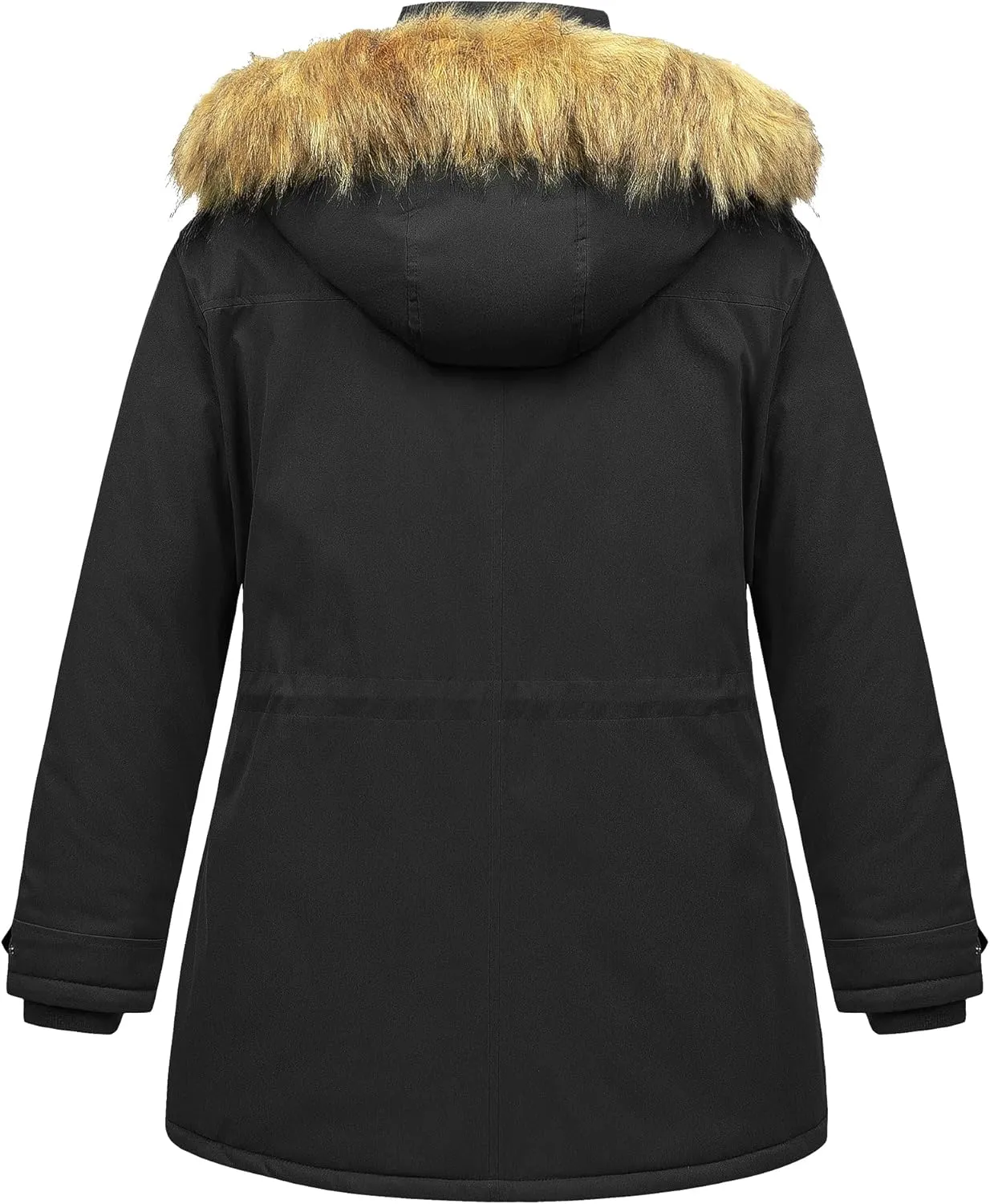 CREATMO US Women's Plus Size Winter Coat Waterproof Long Puffer Jacket Warm Military Thicken Parka with Fur Hood