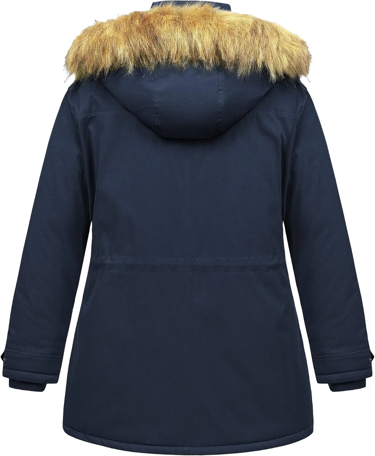 CREATMO US Women's Plus Size Winter Coat Waterproof Long Puffer Jacket Warm Military Thicken Parka with Fur Hood