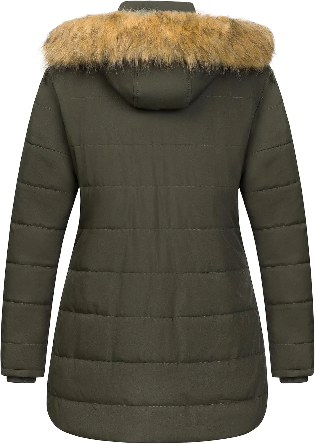 CREATMO US Women's Plus Size Winter Coats Long Puffer Jacket Fleece Lined Parka Removable Fur Hood Available in 1X To 5X