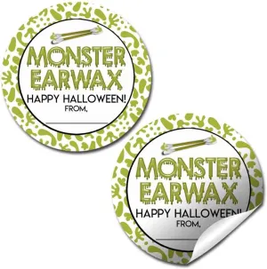 Creepy Monster Earwax Halloween Thank You Sticker Labels, 40 2" Party Circle Stickers by AmandaCreation, Great for Party Favors, Envelope Seals & Goodie Bags