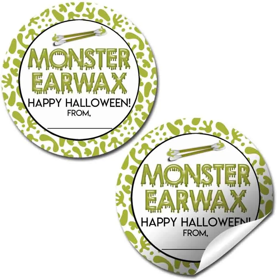 Creepy Monster Earwax Halloween Thank You Sticker Labels, 40 2" Party Circle Stickers by AmandaCreation, Great for Party Favors, Envelope Seals & Goodie Bags
