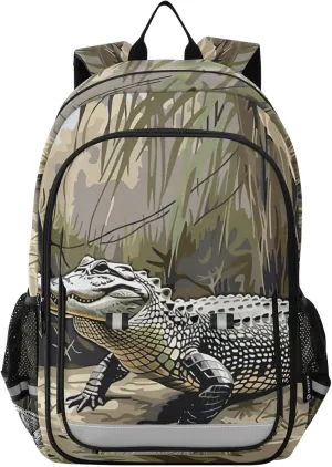 Crocodile Print Backpack for Boys Middle-School Elementary Bookbags 20325653