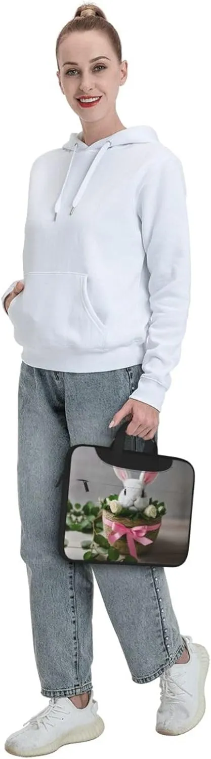 Cry Rabbit Print Notebook Computer Protective Carrying Cover With Pocket,13 Inch Laptop Shoulder Bag