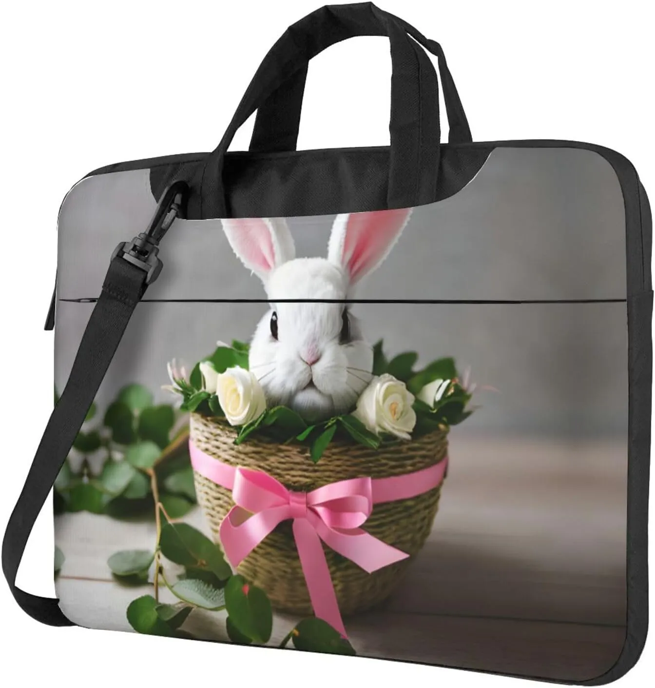Cry Rabbit Print Notebook Computer Protective Carrying Cover With Pocket,13 Inch Laptop Shoulder Bag