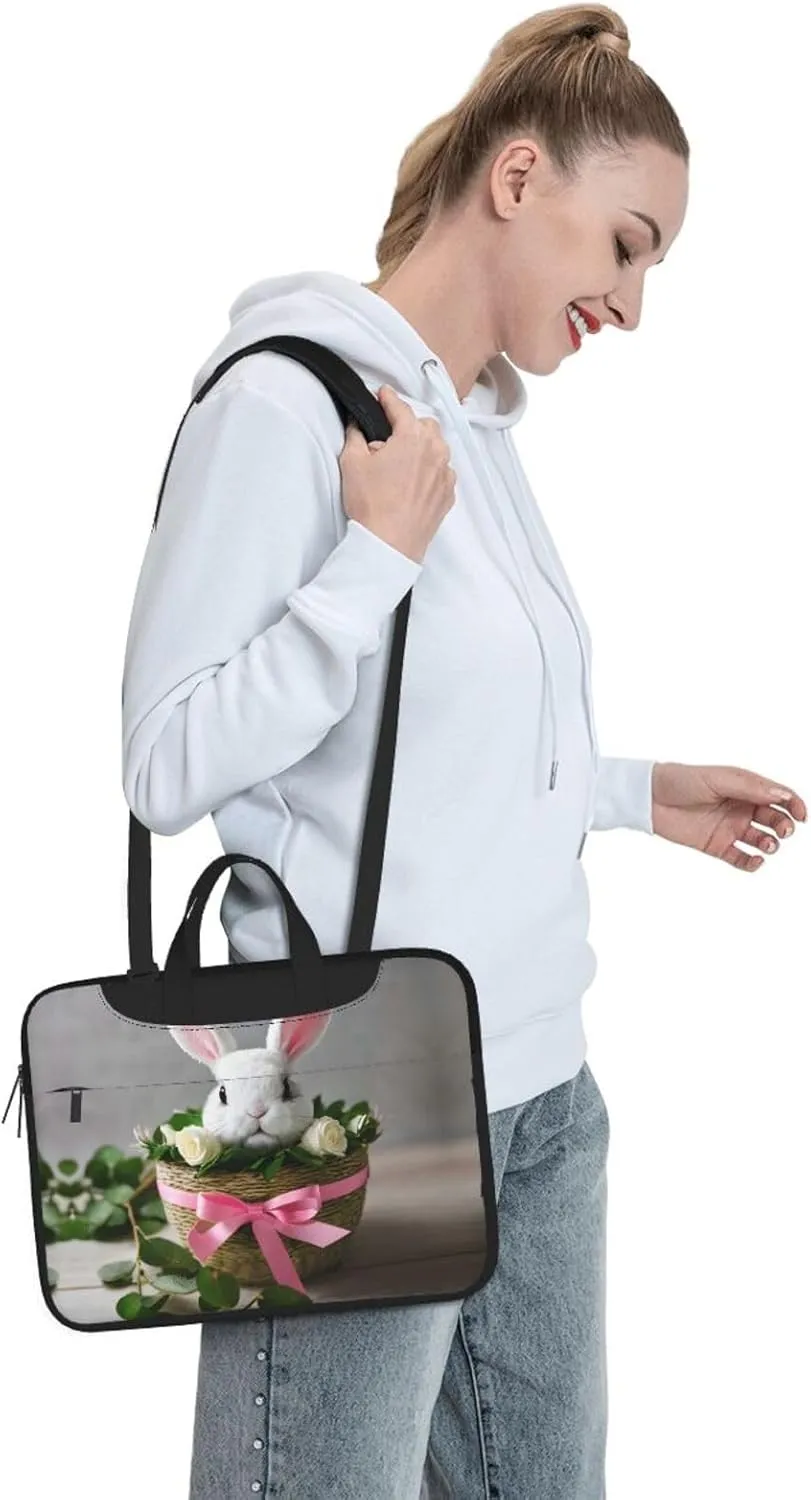 Cry Rabbit Print Notebook Computer Protective Carrying Cover With Pocket,13 Inch Laptop Shoulder Bag