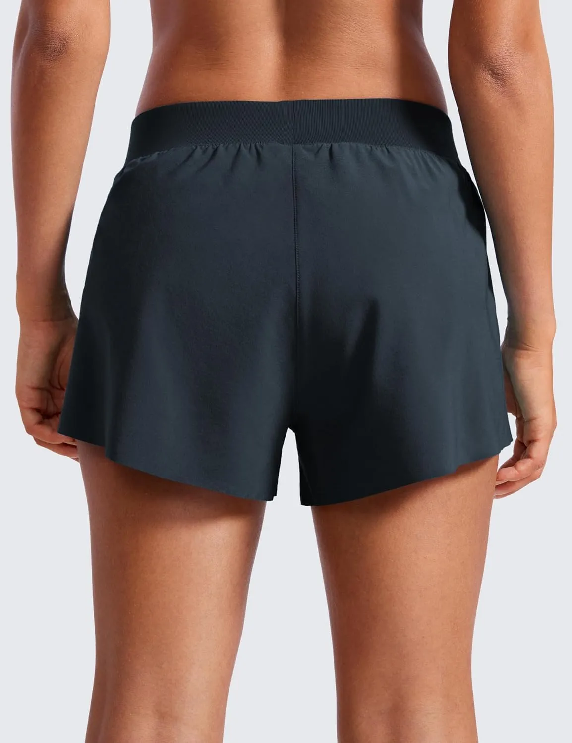 CRZ YOGA Athletic Running Shorts for Women V Split Low Waisted Lightweight Gym Workout Athletic Shorts with Liner