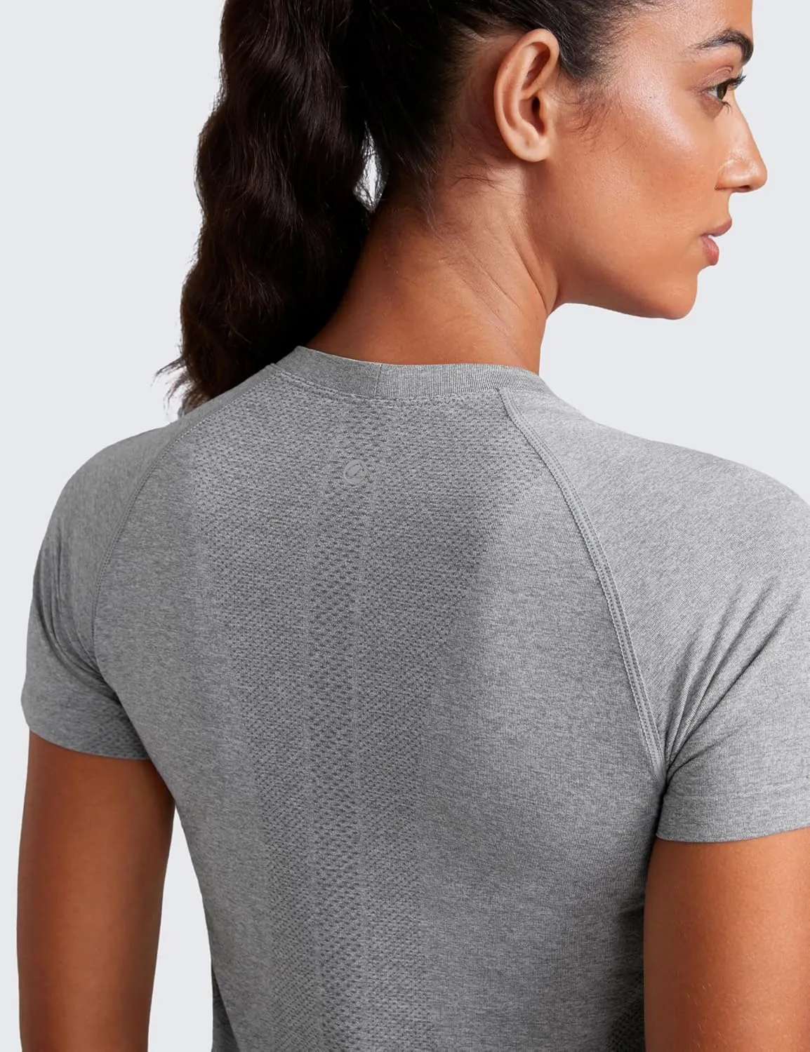 CRZ YOGA Seamless Short Sleeve Shirts for Women Breathable Running Workout Tops Athletic Gym Yoga Basic T-Shirts