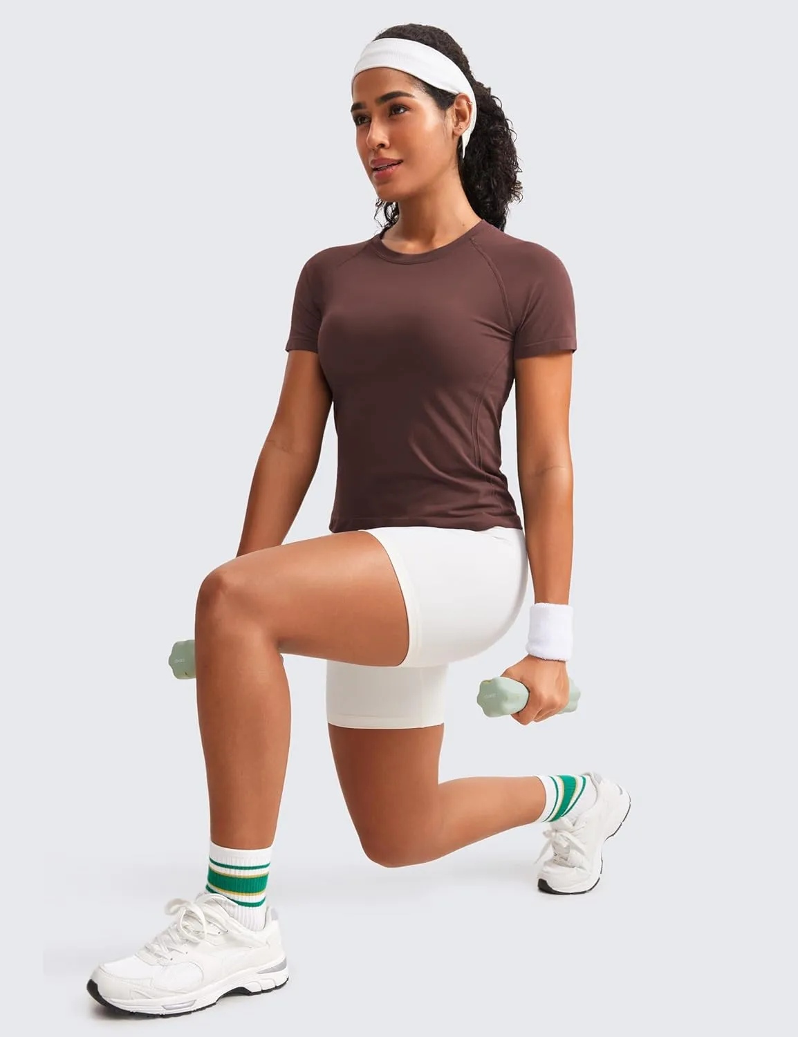 CRZ YOGA Seamless Short Sleeve Shirts for Women Breathable Running Workout Tops Athletic Gym Yoga Basic T-Shirts