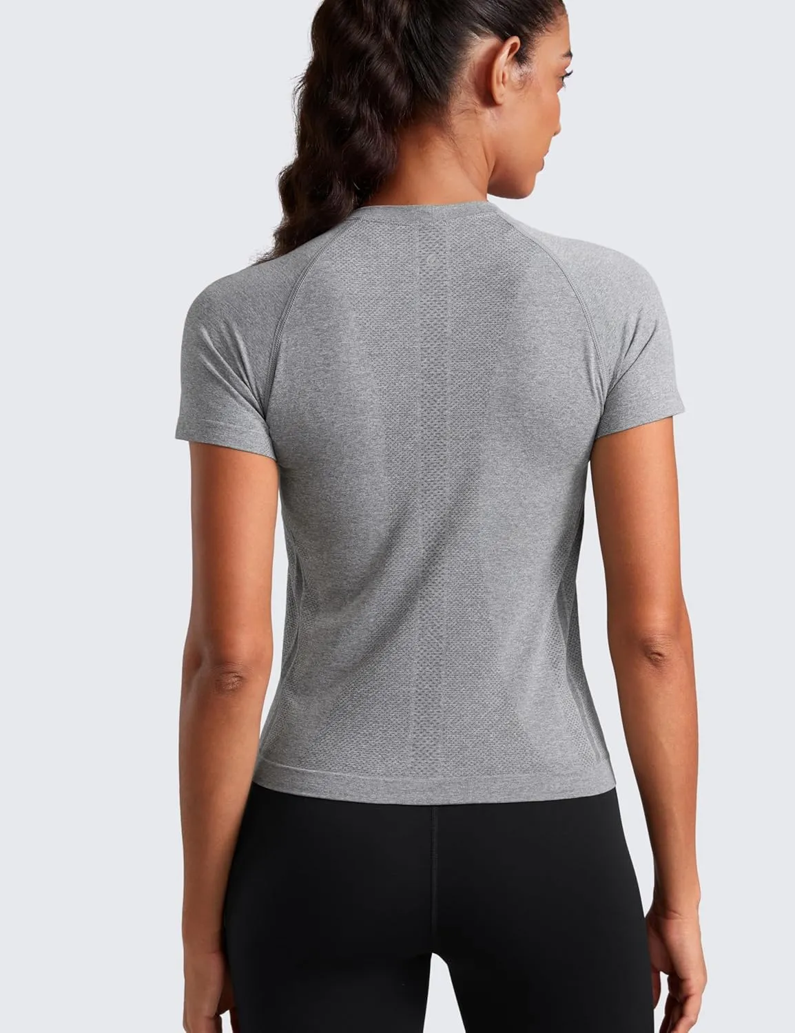 CRZ YOGA Seamless Short Sleeve Shirts for Women Breathable Running Workout Tops Athletic Gym Yoga Basic T-Shirts