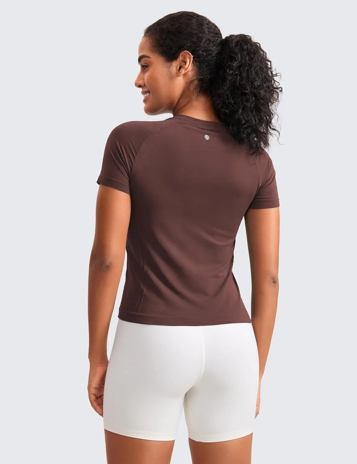 CRZ YOGA Seamless Short Sleeve Shirts for Women Breathable Running Workout Tops Athletic Gym Yoga Basic T-Shirts