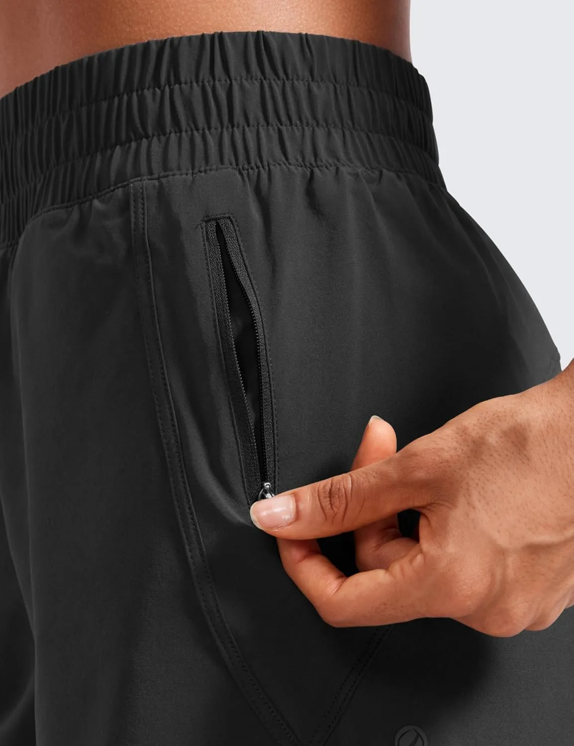 CRZ YOGA Womens High Waisted Running Shorts Mesh Liner 3'' Dolphin Quick Dry for Athletic Gym Track Workout with Zip Pocket