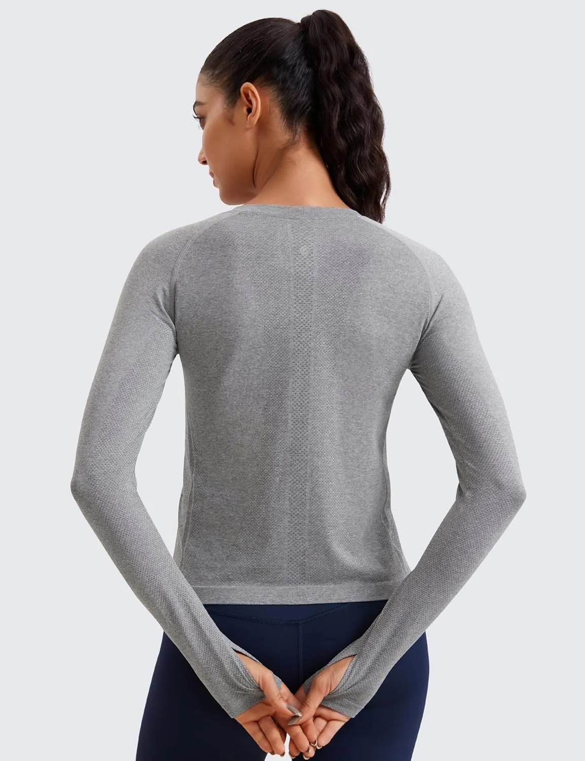 CRZ YOGA Womens Seamless Workout Long Sleeve Shirts Quick Dry Gym Athletic Tops Breathable Running Yoga T-Shirts