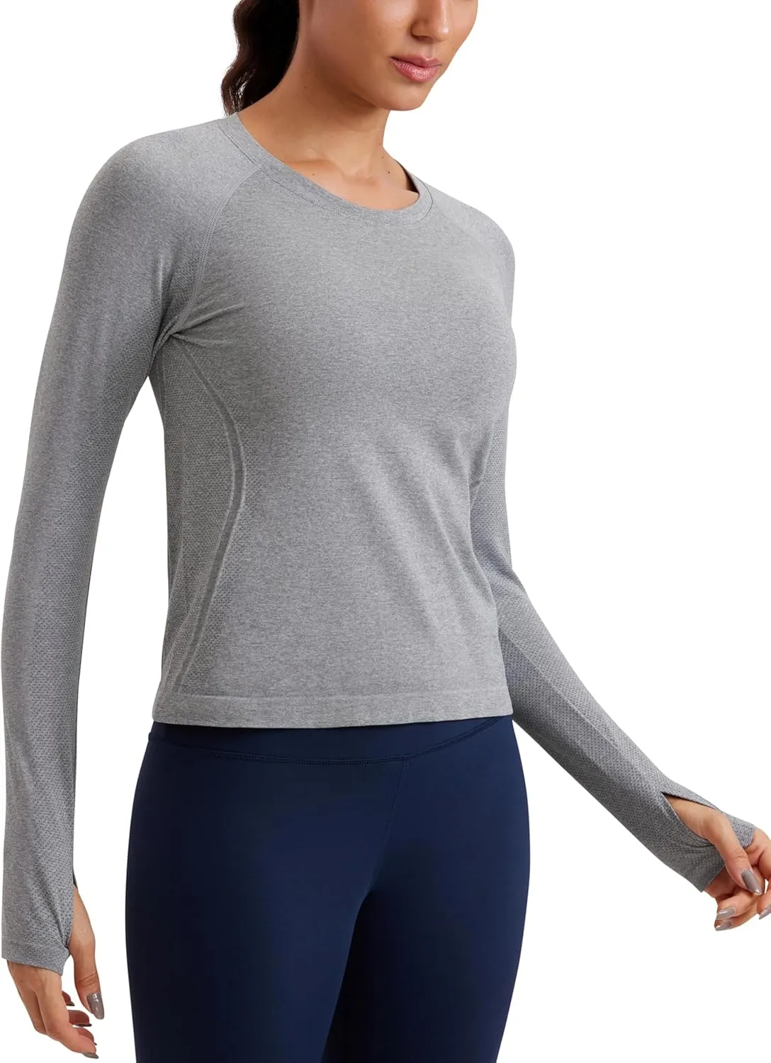 CRZ YOGA Womens Seamless Workout Long Sleeve Shirts Quick Dry Gym Athletic Tops Breathable Running Yoga T-Shirts