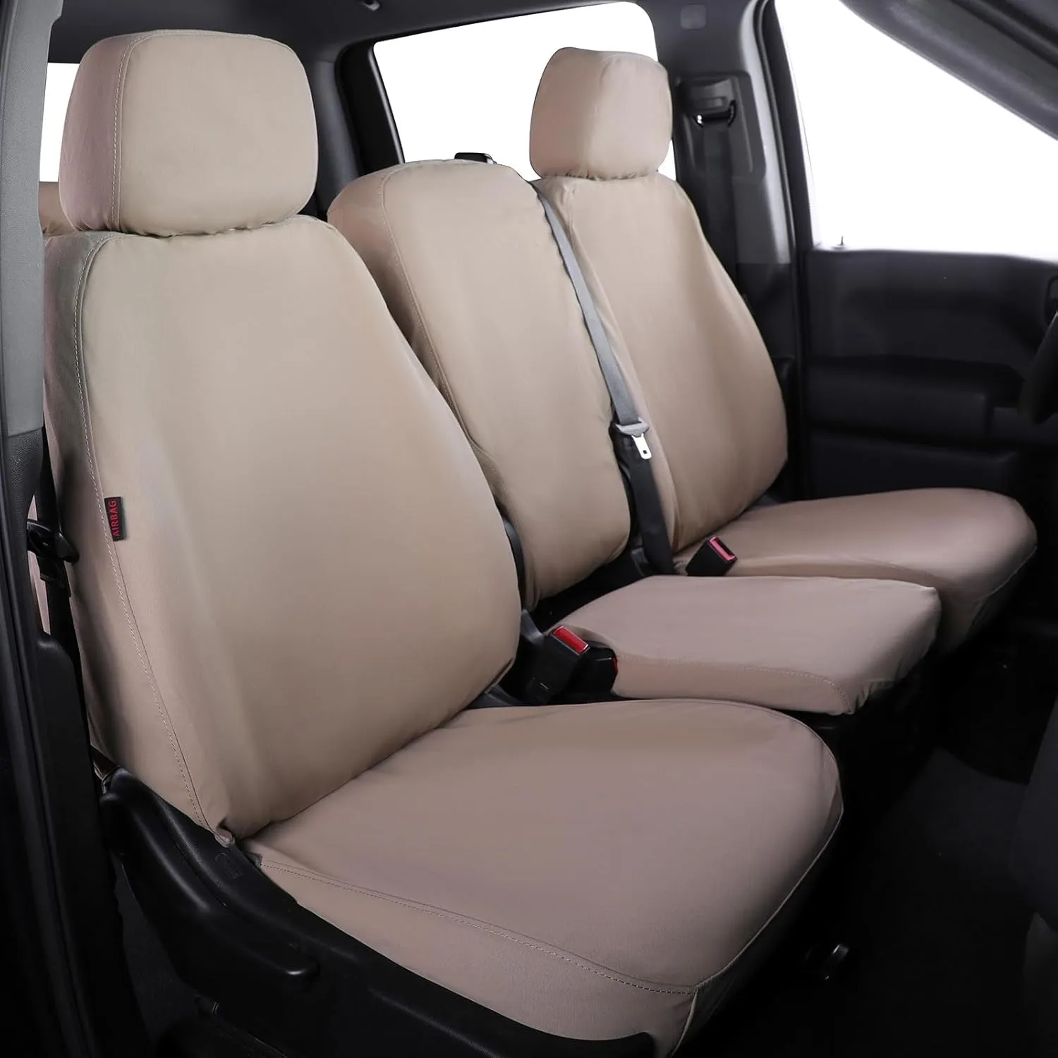 Custom Car Seat Covers for Chevy Silverado 1500/HD Double/Crew Cab/Limited CrewCab Precision Fit for 2019-2025 WT/LT/Custom/LTZ/RST – Off-Road Tough Waterproof Easy Install(Tan)
