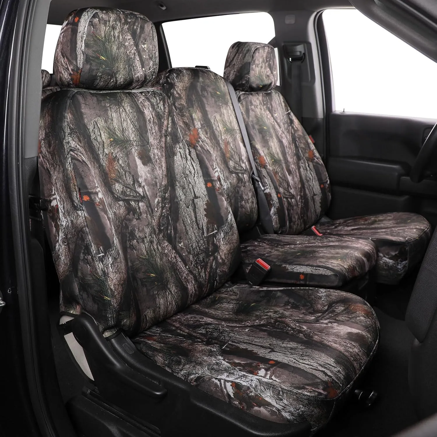 Custom Car Seat Covers for GMC Sierra 1500/ HD CrewCab DoubleCab for 2019-2025 SLE、SLT、PRO – Off-Road Tough Waterproof Car Seat Cover Full Set Easy Install(Jungle Camouflage)