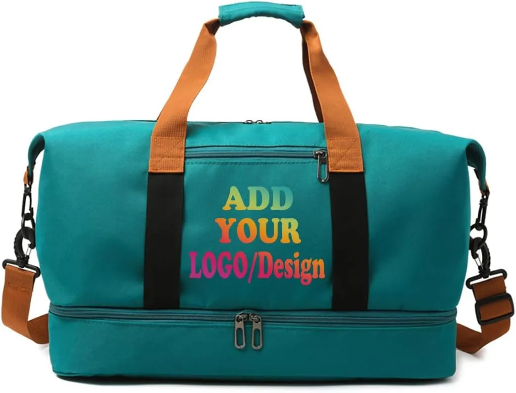 custom duffle gym bag for women travel deodorizer personalized gift print photo/TEXT/logo (Green)