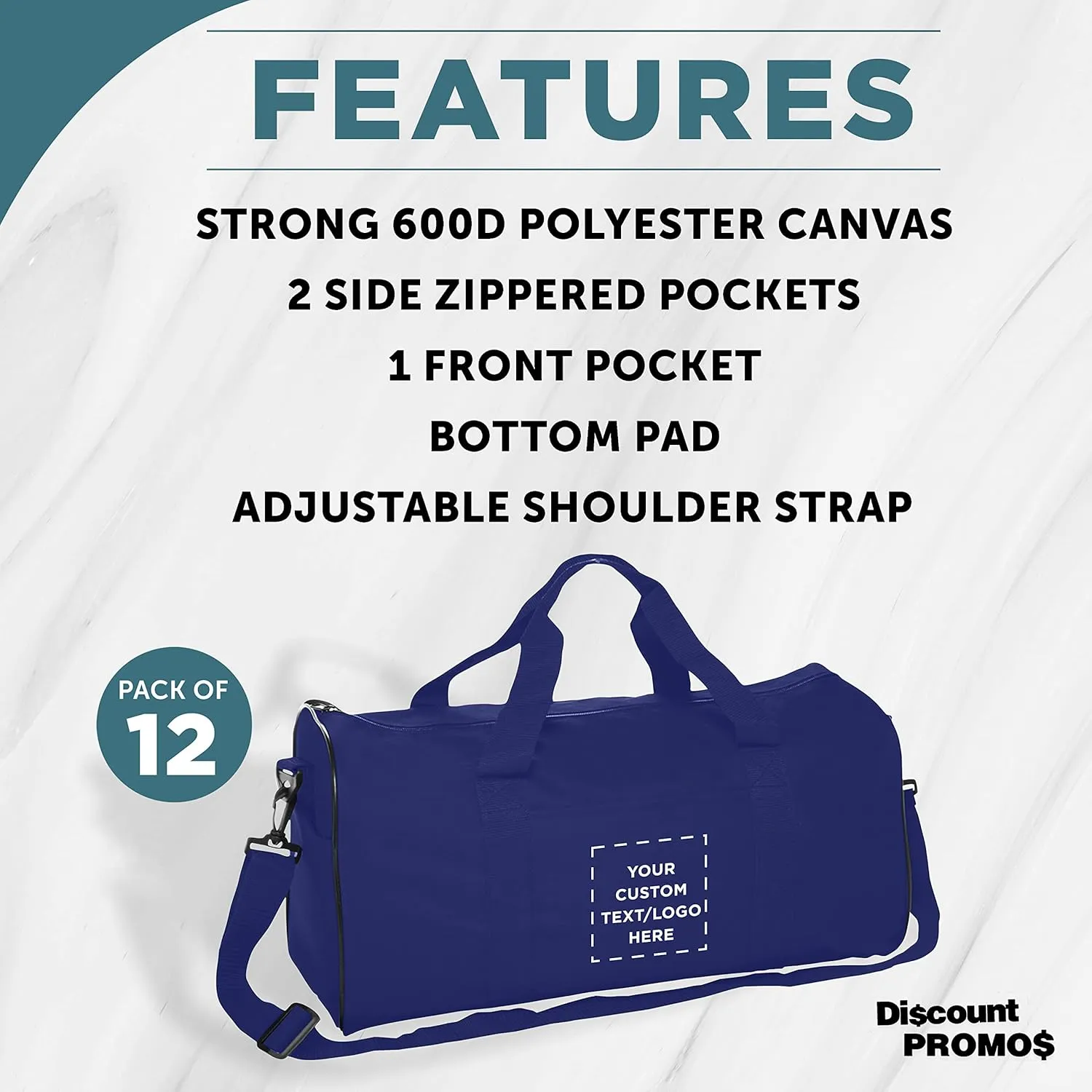 Custom Fitness Duffle Bags Set of 12, Personalized Bulk Pack - Great for Everyday Use, Perfect for Travellers, Athletes, Fitness Fanatics - Blue
