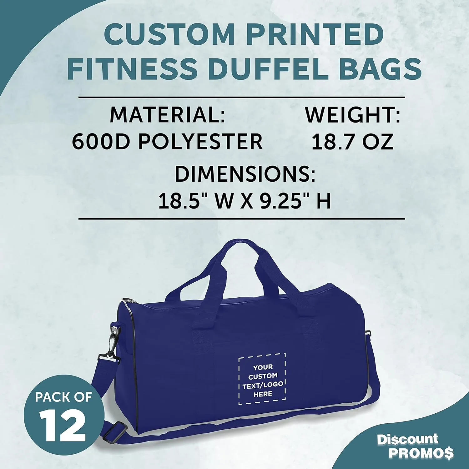 Custom Fitness Duffle Bags Set of 12, Personalized Bulk Pack - Great for Everyday Use, Perfect for Travellers, Athletes, Fitness Fanatics - Blue