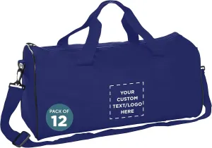 Custom Fitness Duffle Bags Set of 12, Personalized Bulk Pack - Great for Everyday Use, Perfect for Travellers, Athletes, Fitness Fanatics - Blue