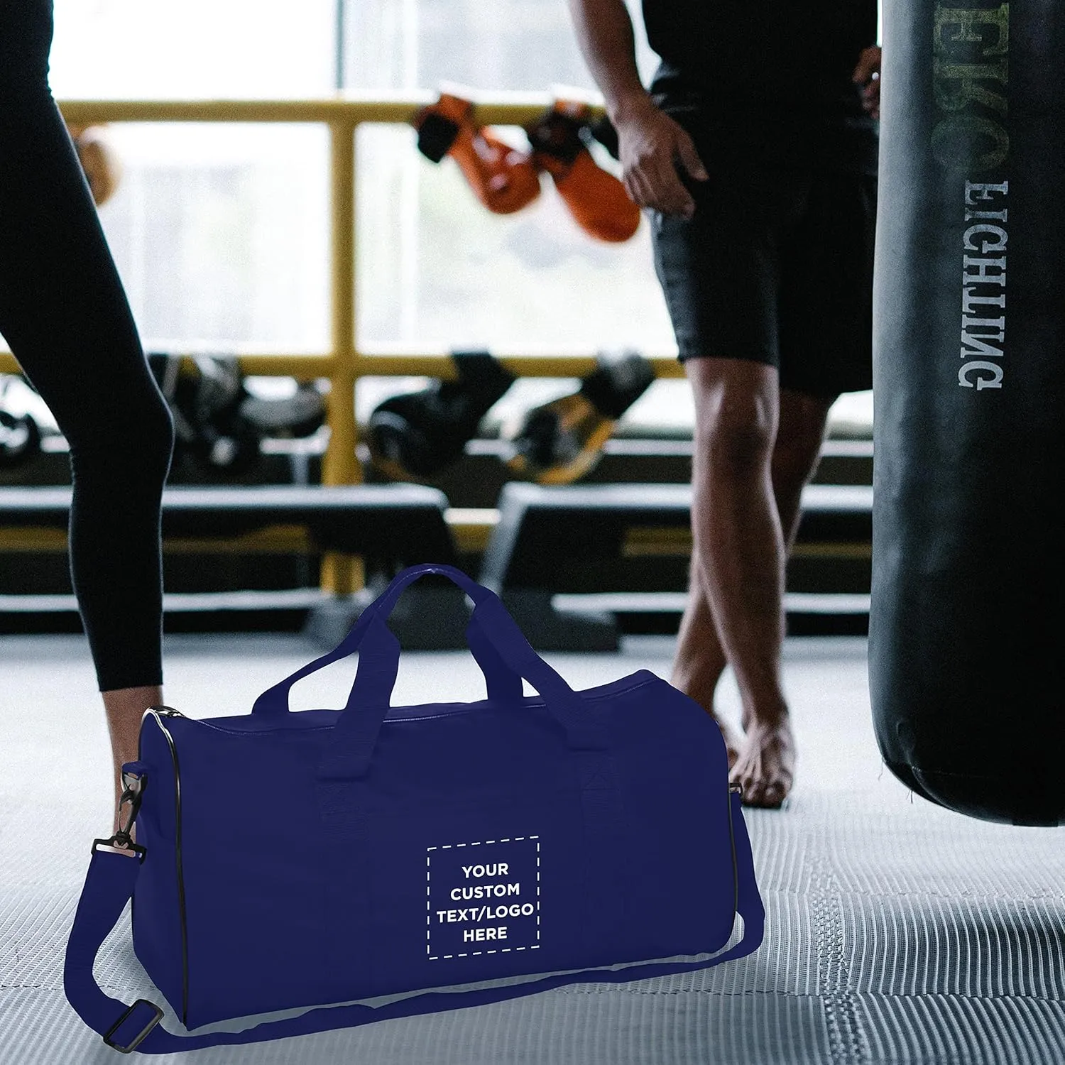 Custom Fitness Duffle Bags Set of 12, Personalized Bulk Pack - Great for Everyday Use, Perfect for Travellers, Athletes, Fitness Fanatics - Blue