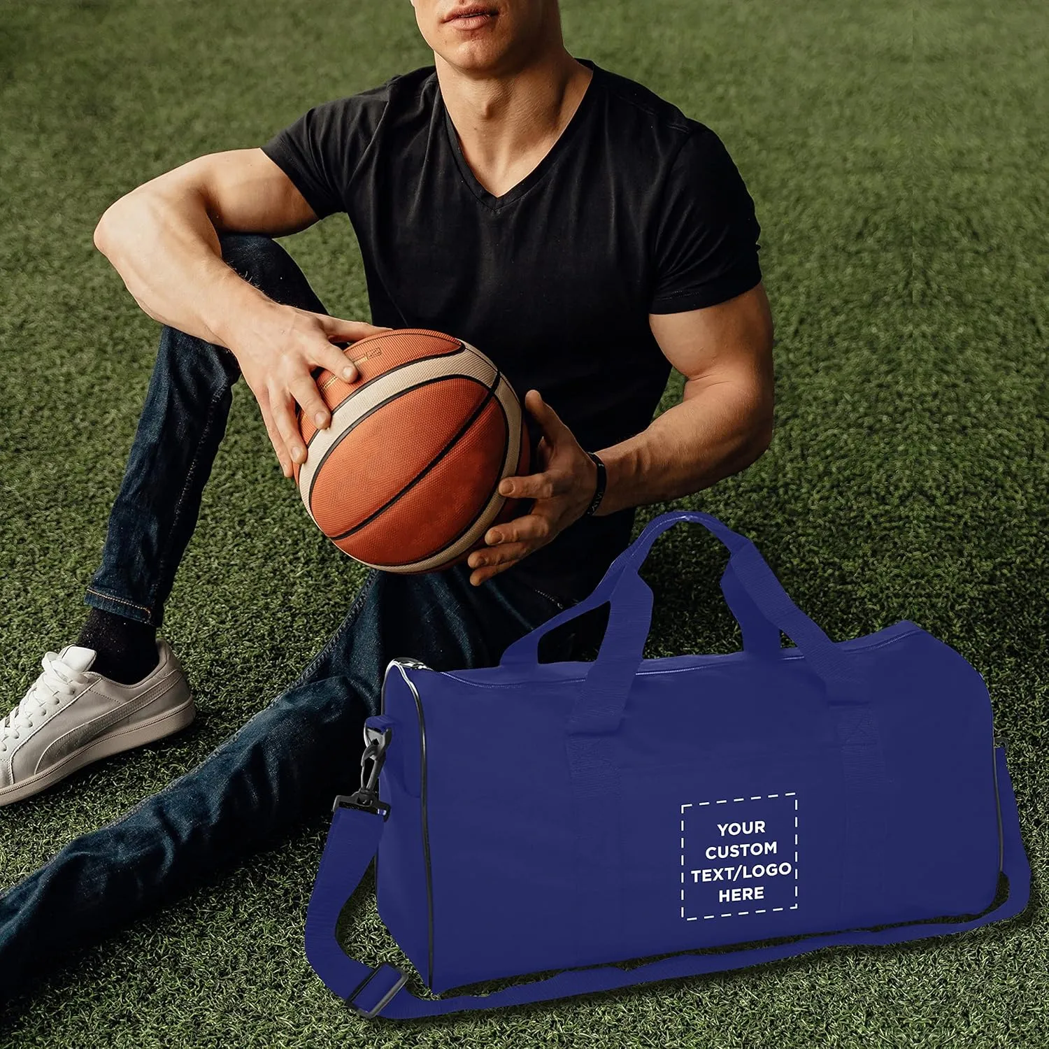 Custom Fitness Duffle Bags Set of 12, Personalized Bulk Pack - Great for Everyday Use, Perfect for Travellers, Athletes, Fitness Fanatics - Blue