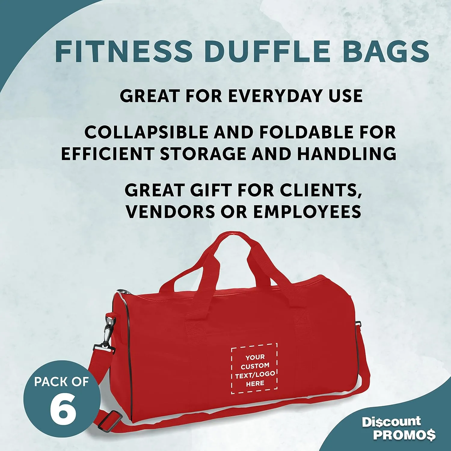 Custom Fitness Duffle Bags Set of 6, Personalized Bulk Pack - Great for Everyday Use, Perfect for Travellers, Athletes, Fitness Fanatics - Red