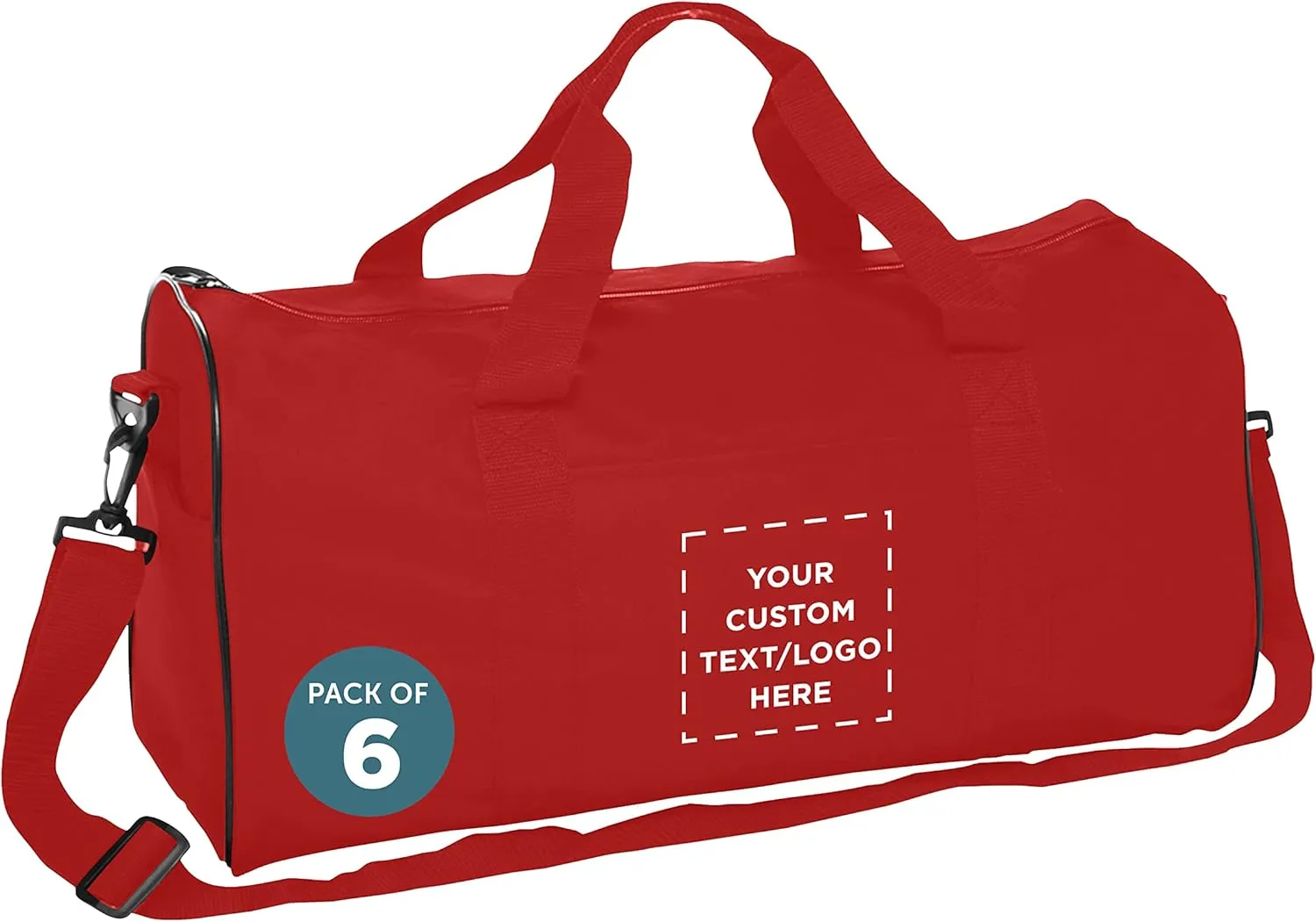 Custom Fitness Duffle Bags Set of 6, Personalized Bulk Pack - Great for Everyday Use, Perfect for Travellers, Athletes, Fitness Fanatics - Red