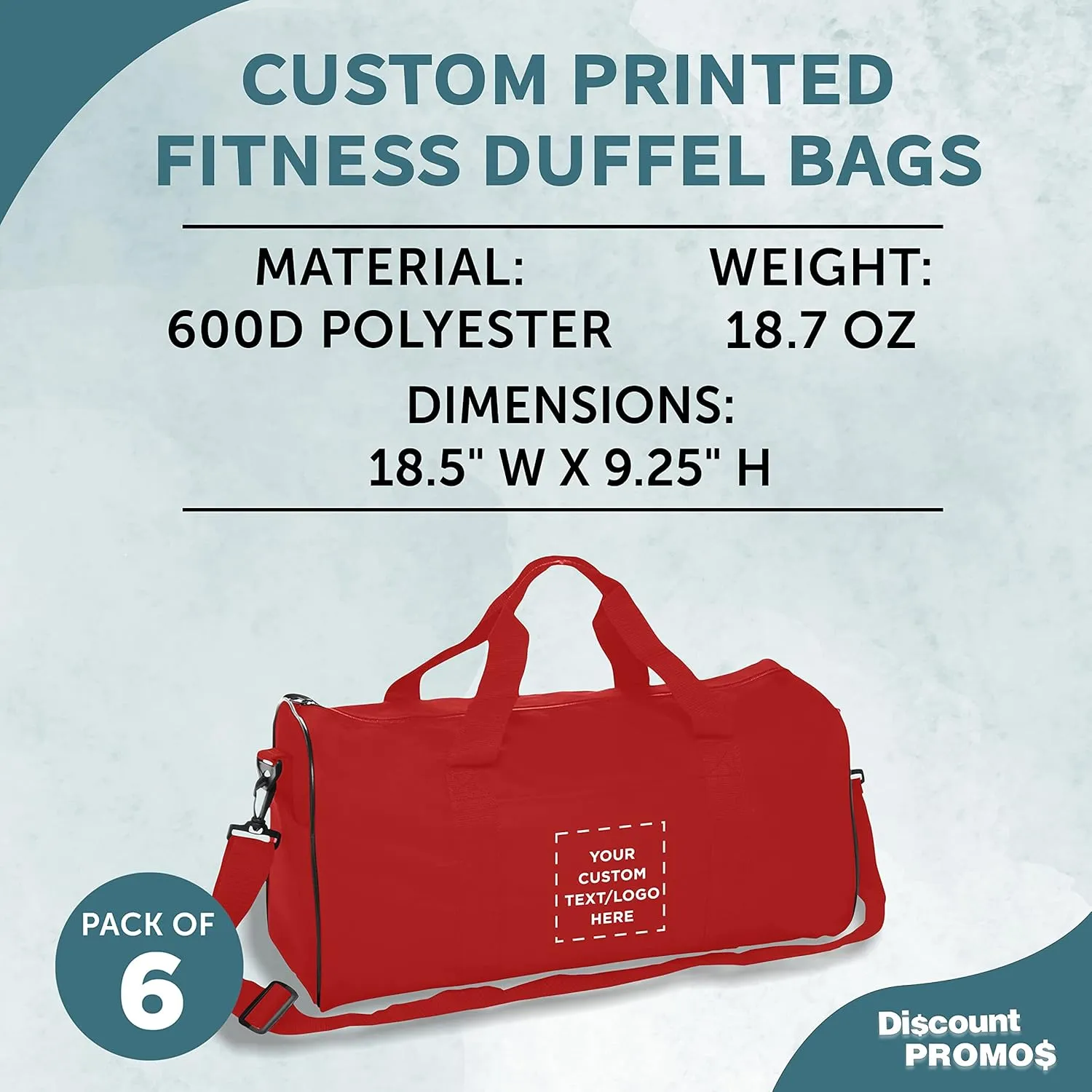Custom Fitness Duffle Bags Set of 6, Personalized Bulk Pack - Great for Everyday Use, Perfect for Travellers, Athletes, Fitness Fanatics - Red