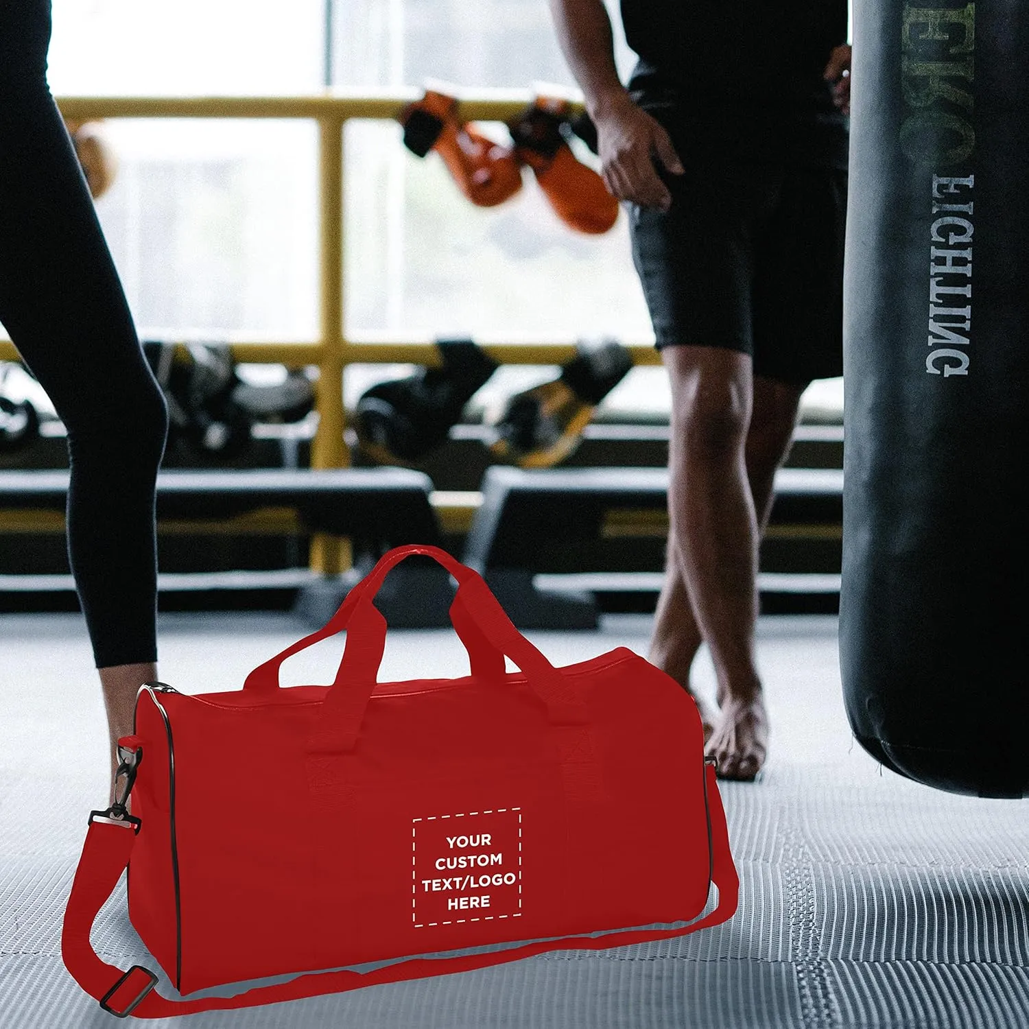Custom Fitness Duffle Bags Set of 6, Personalized Bulk Pack - Great for Everyday Use, Perfect for Travellers, Athletes, Fitness Fanatics - Red